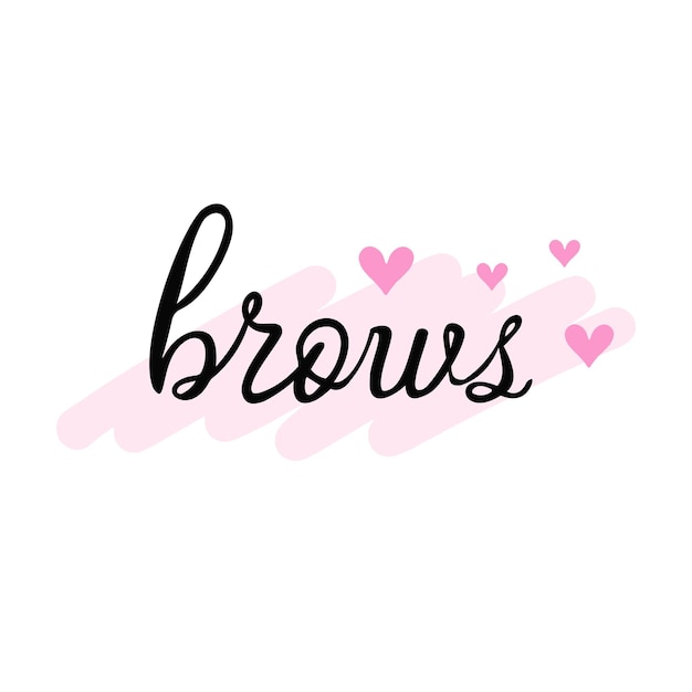 wenkbrauwen handgeschreven lettering met de hand getekende illustratie