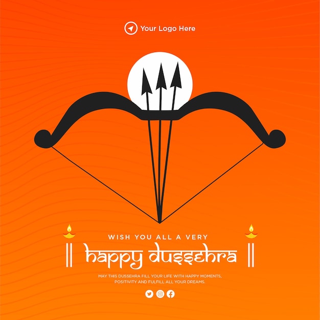 Vector wens jullie allemaal een heel gelukkige dussehra banner ontwerpsjabloon