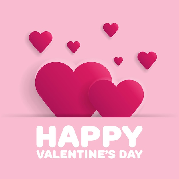 Wenskaart Happy Valentine's Day. Belettering met hartjes op de achtergrond. Vector illustratie.