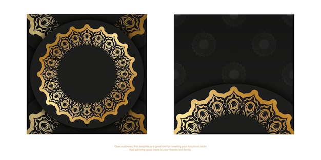 Wenskaart in donkere kleur met gouden mandalapatroon