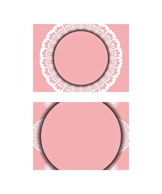 Vector wenskaart in roze met indiase witte ornamenten voor uw ontwerp.