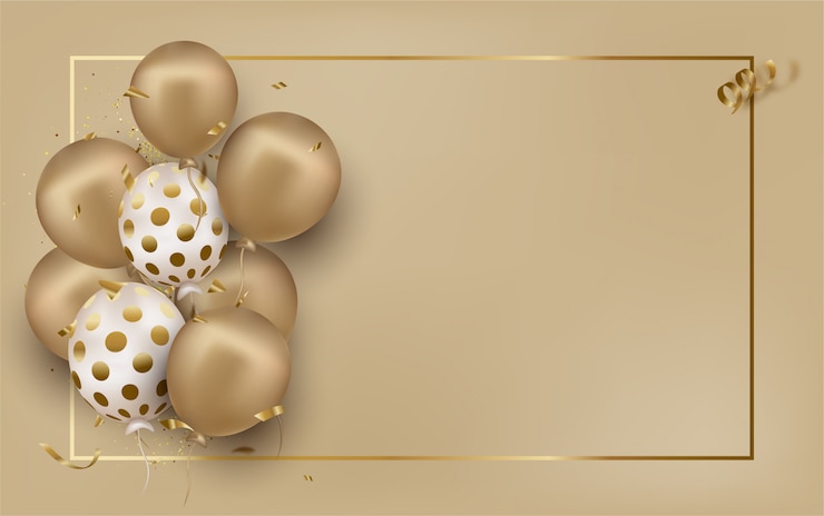 Vector wenskaart met gouden ballonnen op beige