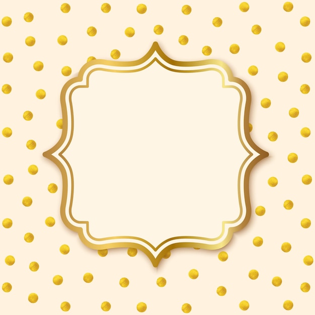 Wenskaart met label Handgeschilderde gouden cirkels Gouden stippatroon