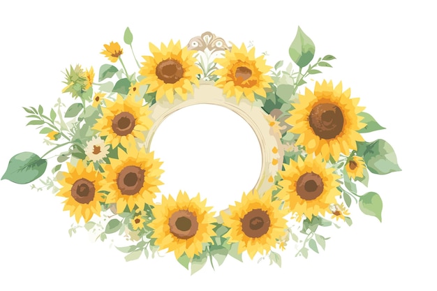 wenskaart met plaats voor tekst een klein boeket herfstgele zonnebloemen op witte achtergrond