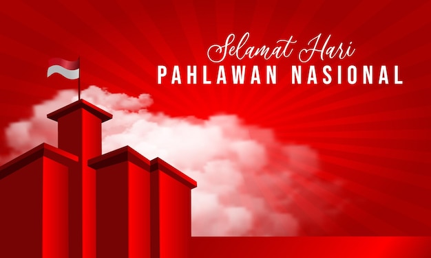 Wenskaart van happy heroes day pahlawan nasional indonesië sjabloonontwerp