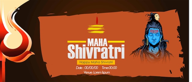 Wenskaart voor hindoe festival Happy Maha Shivratri Illustratie van Lord ShivaIndian God of Hind