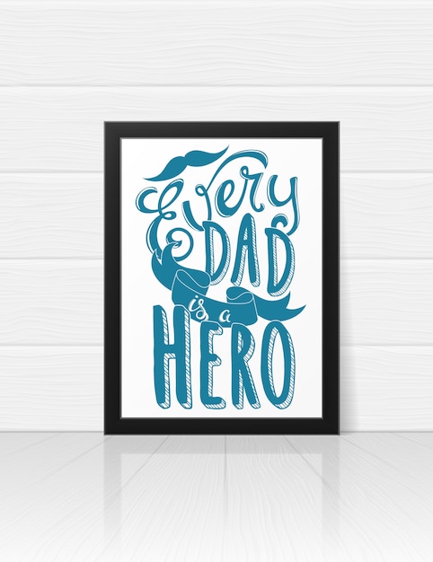 Wenskaartsjabloon voor happy fathers day met hand getrokken belettering.