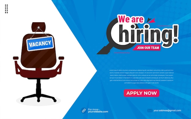 Were hiring banner design we are hiring job announcement template design vector