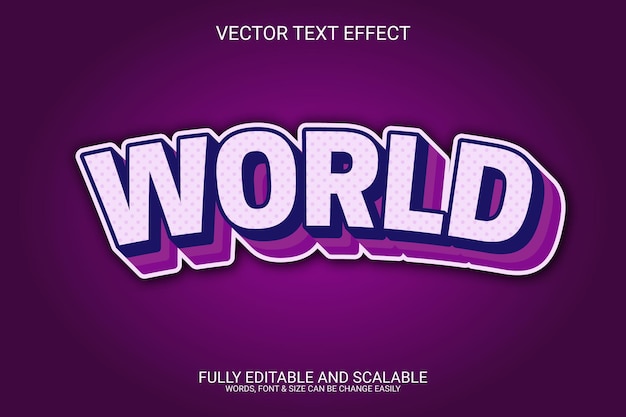 Wereld 3D volledig bewerkbare Vector Eps-teksteffectsjabloon