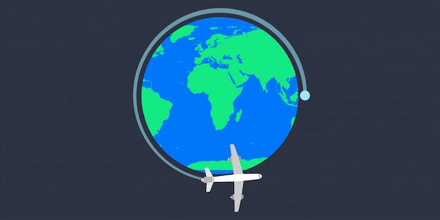 Wereld aarde tavel vliegtuig vectorillustratie.