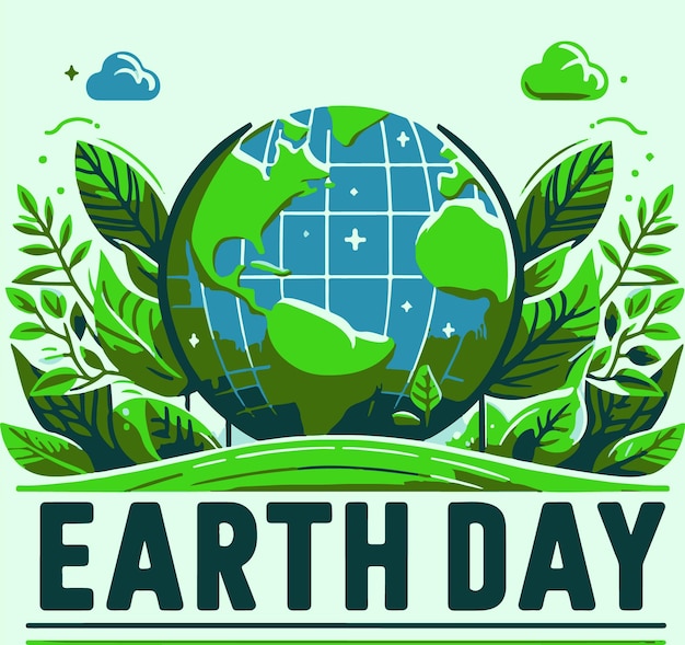 Wereld Aardedag concept met groene planeet vector illustratie