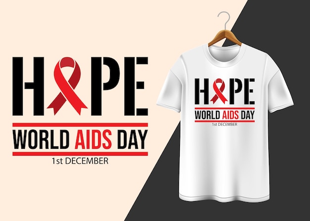 Vector wereld aids dag 1 december t-shirt ontwerp