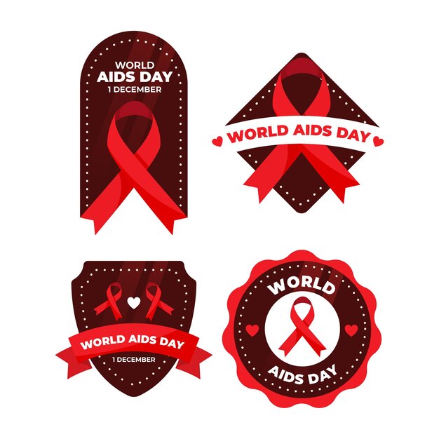 Vector wereld aids dag badges collectie