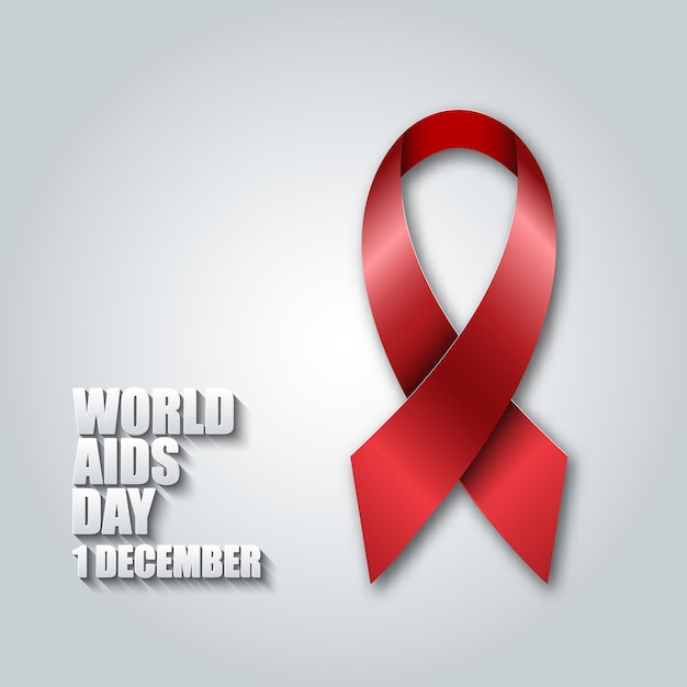 Wereld Aids Dag-concept met rood aids-bewustzijnslint. Vector illustratie.