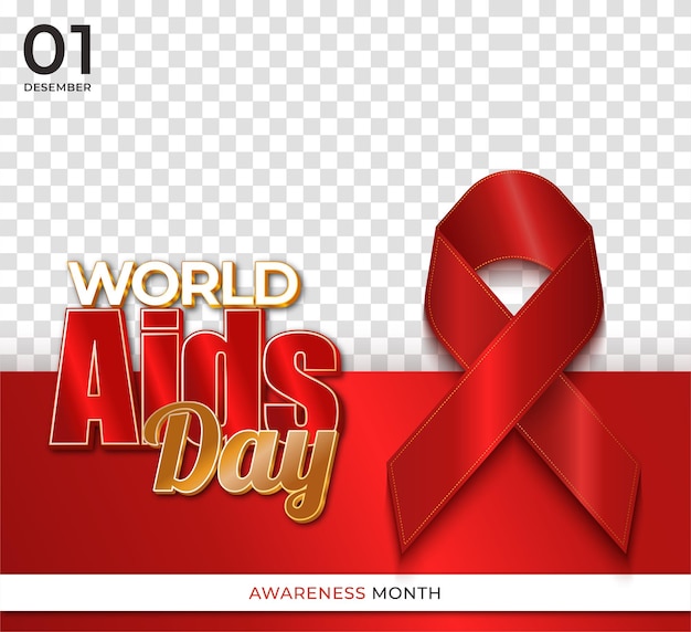 Wereld aids dag poster lint hiv-preventie maand met transparante achtergrond