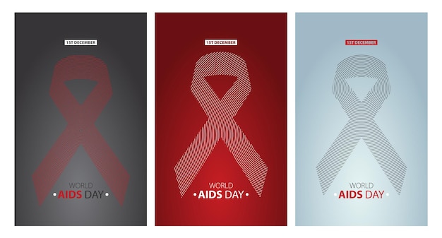 Wereld aids dag posters instellen lay-out ontwerp vectorillustratie