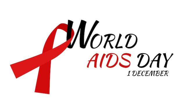 Wereld Aids Dag Rood lint vectorillustratie geïsoleerd op een witte achtergrond