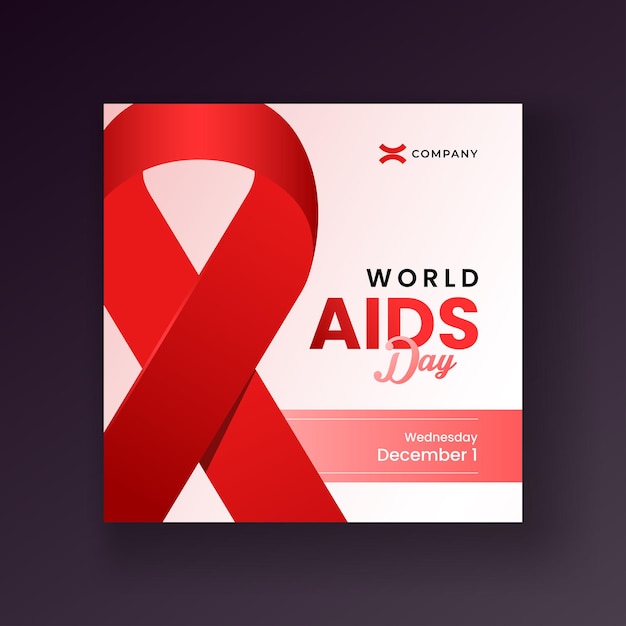 Wereld Aidsdag Ontwerp Realistisch bewustzijn rood lint achtergrond Bewerkbare vectorillustratie