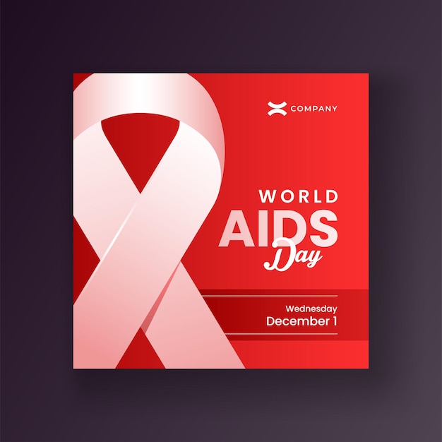 Wereld Aidsdag Ontwerp Realistisch bewustzijn rood lint achtergrond Bewerkbare vectorillustratie