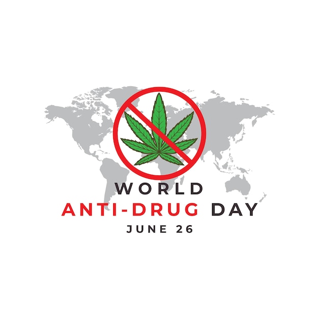 Wereld antidrugs dag logo concept poster vector illustratie ontwerp