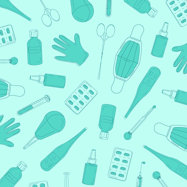 Wereld apotheker dag illustratie patroon achtergrond met medische apparatuur