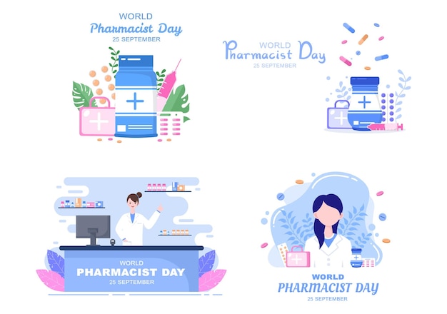 Wereld apothekers dag vectorillustratie