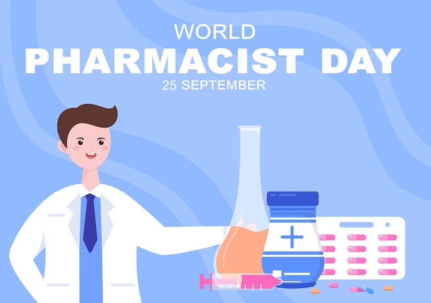 Wereld apothekers dag vectorillustratie