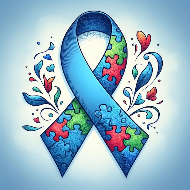 Wereld Autisme Awareness Day Illustratie met Puzzle Pieces Lint en Wereld