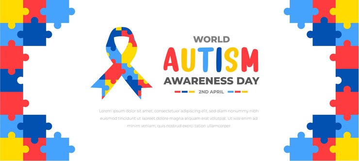 wereld autisme bewustzijn dag achtergrond ontwerpsjabloon Wereld autisme dag kleurrijke puzzel banner