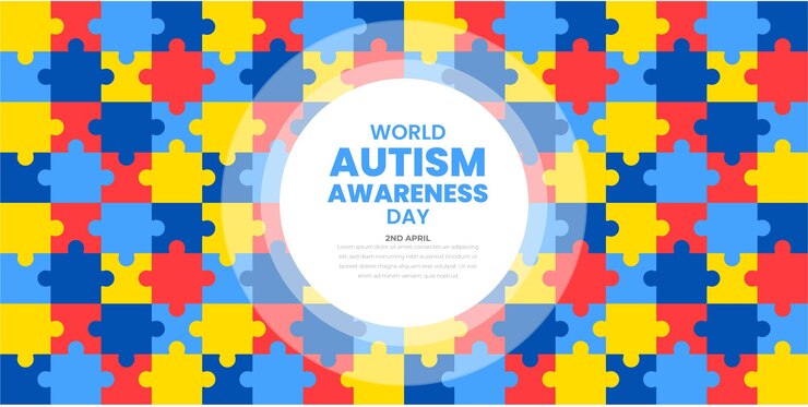 Wereld autisme bewustzijn dag kleurrijke puzzel achtergrond ontwerpsjabloon