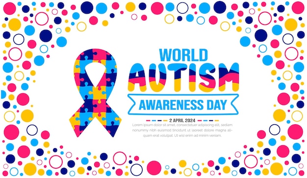 Wereld autisme bewustzijnsdag achtergrondsjabloon gevierd op 2 april gebruik op achtergrondbanner