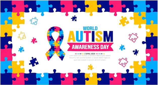 Wereld autisme bewustzijnsdag puzzelstukjes patroon achtergrond sjabloon gevierd op 2 april
