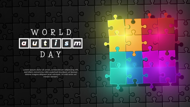 Wereld autisme dag kleurrijke puzzel op de zwarte achtergrond