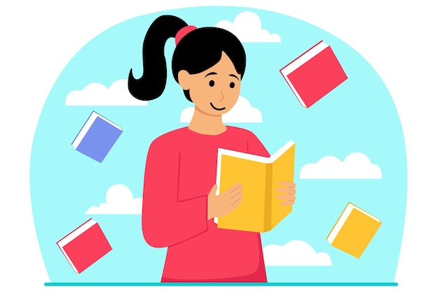 wereld boeken dag vlakke afbeelding