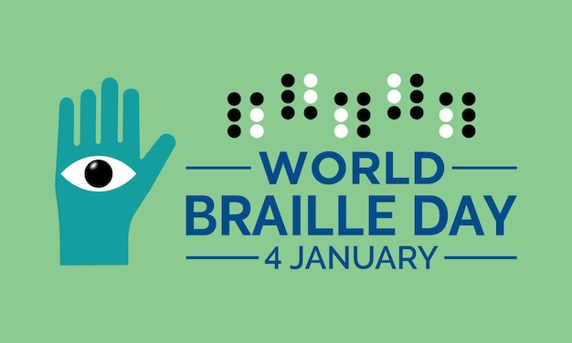 Vector wereld braille dag vector sjabloon het vieren van braille geletterdheid en inclusie met tactile reading en accessibility achtergrond banner kaart poster ontwerp