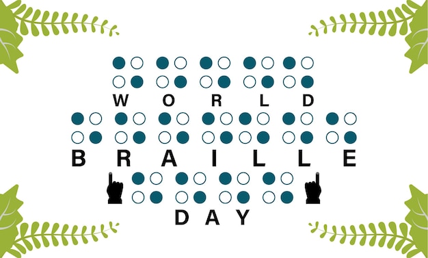 Wereld Braille Dag vector sjabloon Het vieren van Braille geletterdheid en inclusie met Tactile Reading en Accessibility achtergrond banner kaart poster ontwerp