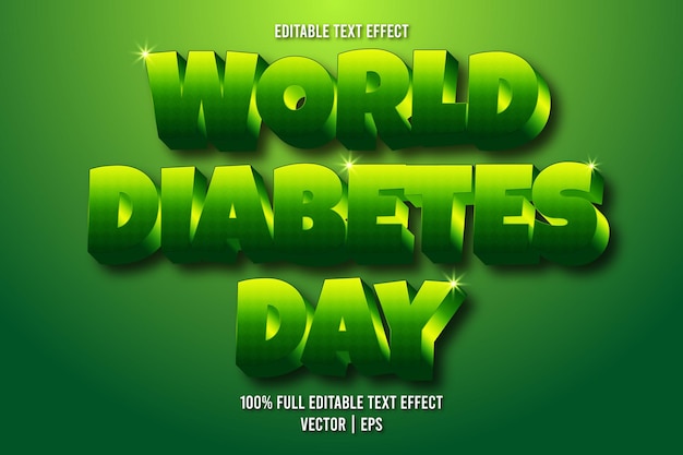 Wereld diabetes dag bewerkbare teksteffect retro-stijl