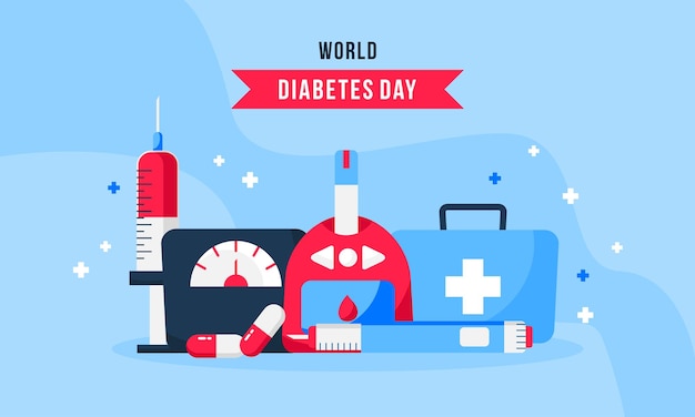 Wereld Diabetes Dag Handgetekende Illustratie