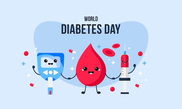 Wereld Diabetes Dag Handgetekende Illustratie
