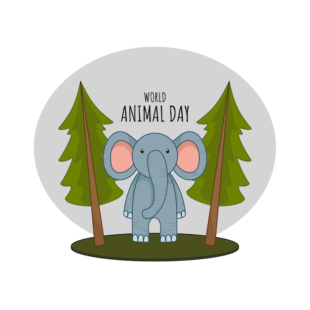 Wereld dierendag wenskaart met olifant illustratie