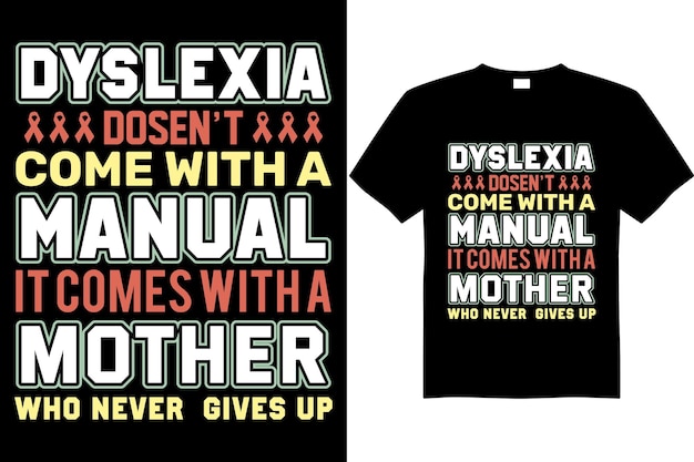 wereld dyslexie bewustzijn t-shirt ontwerp vector