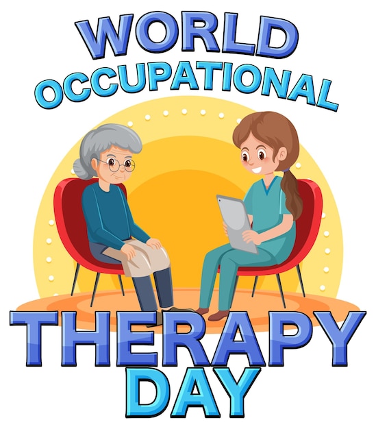 Wereld ergotherapie dag tekstbanner ontwerp