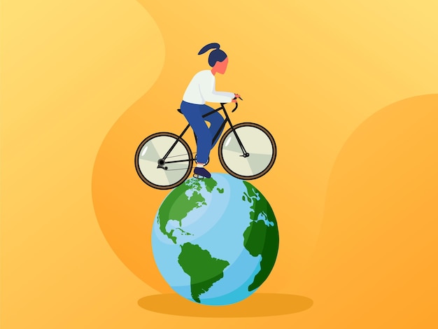 Wereld fiets dag concept illustratie vector sjabloon. Ontwerp voor banner, ansichtkaart of print.