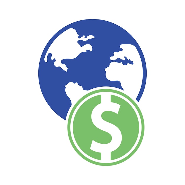 Wereld Geld logo ontwerp vector Geld logo ontwerp sjabloon Pictogram symbool