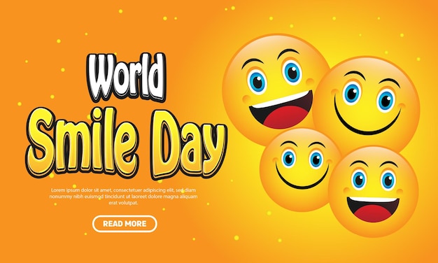 Wereld glimlach dag evenement viering achtergrond - Smile day belettering Samenstelling en emoticon