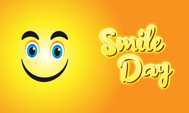 Vector wereld glimlach dag evenement viering achtergrond - smile day belettering samenstelling en emoticon