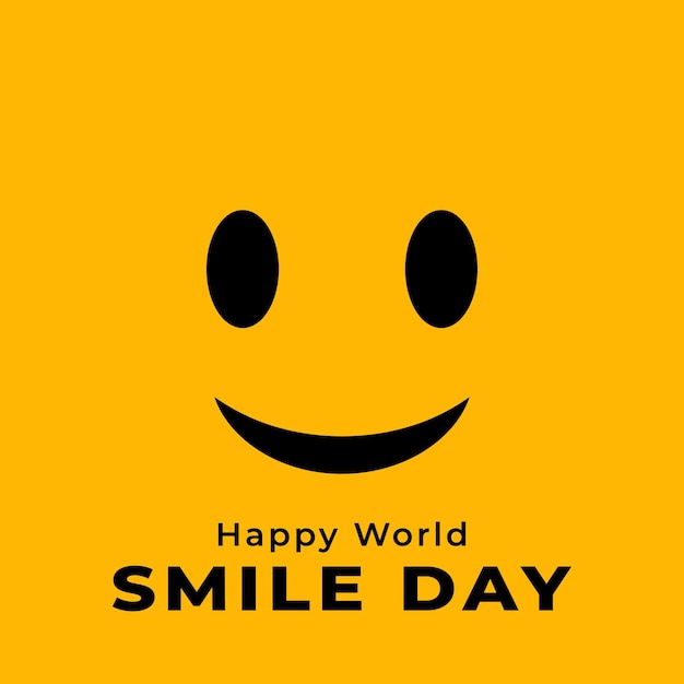 Wereld glimlach dag ontwerp sjabloon vector illustratie groet ontwerp geïsoleerd op gele achtergrond