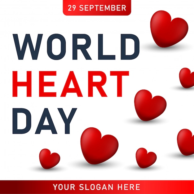 Wereld hart dag poster. webbanner met rood hart.