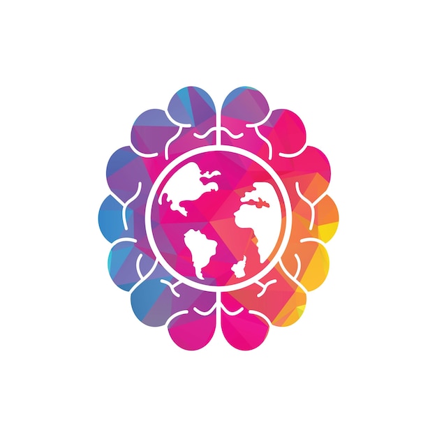 Wereld hersenen vector logo sjabloon Slimme wereld logo symbool ontwerp