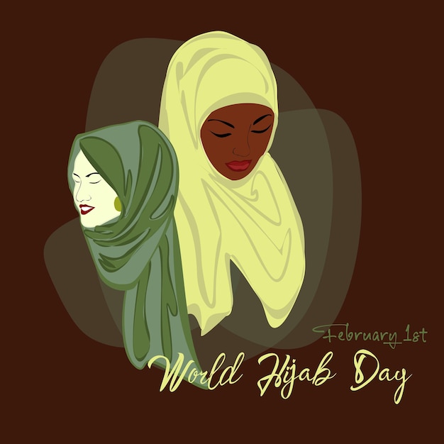 Wereld Hijab-dag op 1 februari internationale dagviering en groetontwerp